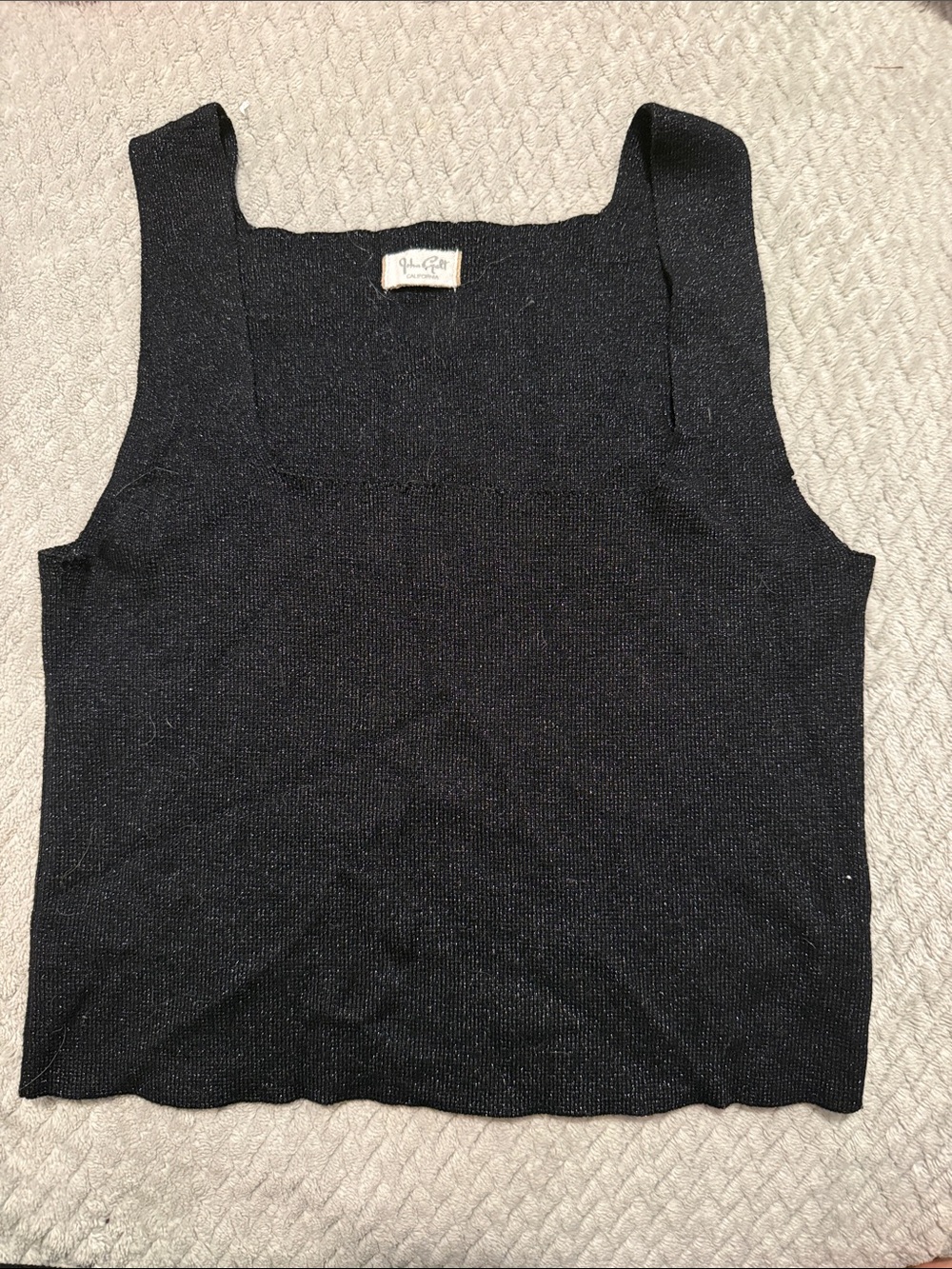 John + Jenn Black Square Neck Knit Tank